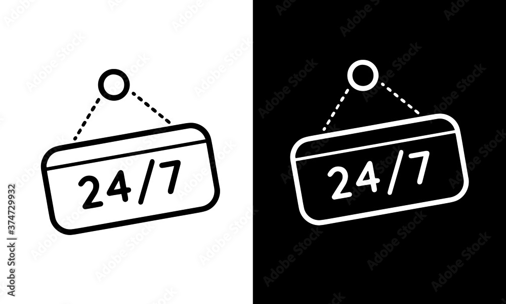 twentyfour hours seven days symbol icon twentyfour hours seven days symbol icon