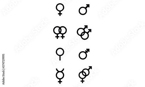 Set of gender symbols in different combination