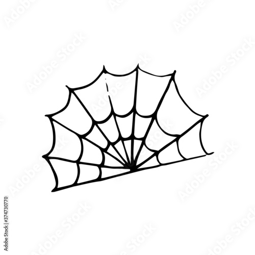 Spider web vector illustration in doodle style. Web for Halloween, a scary, ghostly, spooky element for design on Halloween. Vector illustration in Doodle style