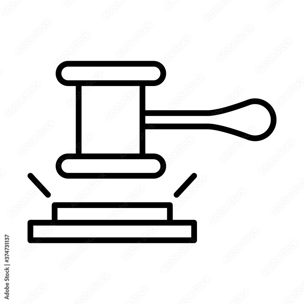 hammer justice law human rights day, line icon design hammer justice law human rights day, line icon design