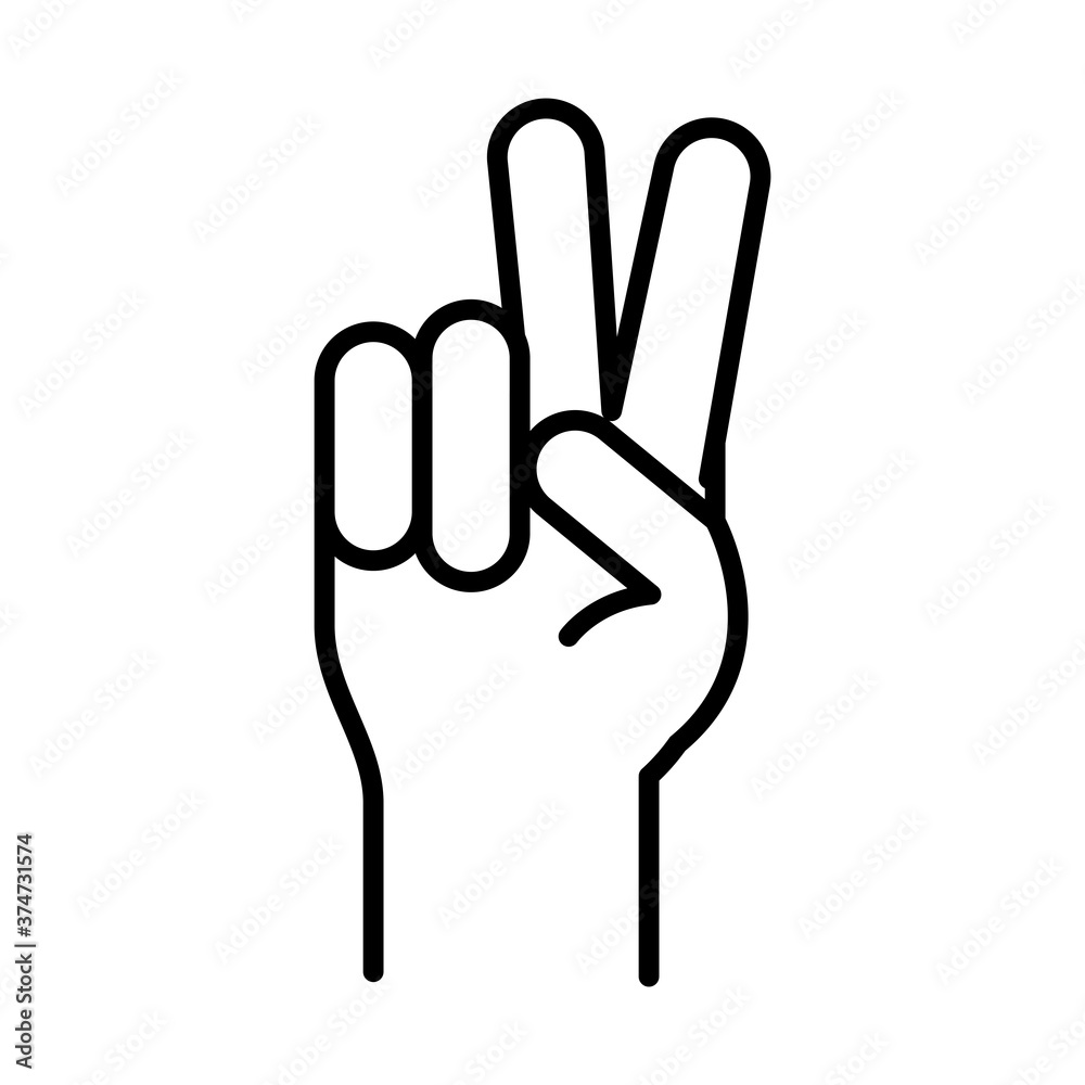 hand peace and love gesture, human rights day, line icon design hand peace and love gesture, human rights day, line icon design