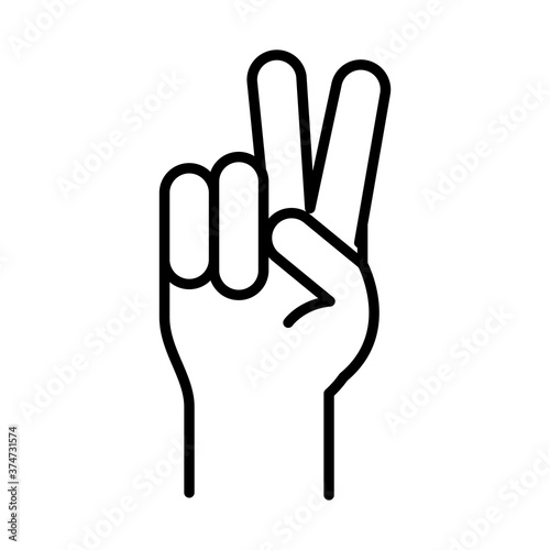 hand peace and love gesture, human rights day, line icon design
