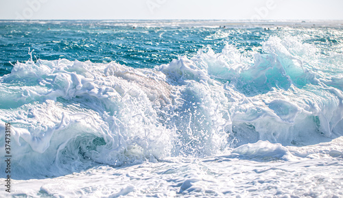 Beautiful raging seas with sea foam and waves