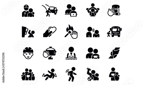 Child Safety Icons vector design 