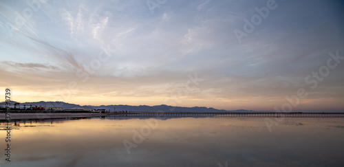 Beautiful background landscape at sunset by the sea.