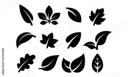  leaf icons black  vector design black and white © perstige 