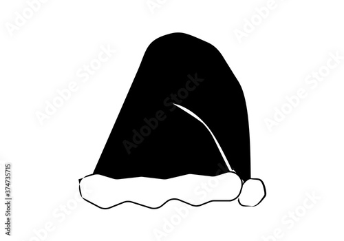 Icono de gorro de Papá Noel en blanco y negro