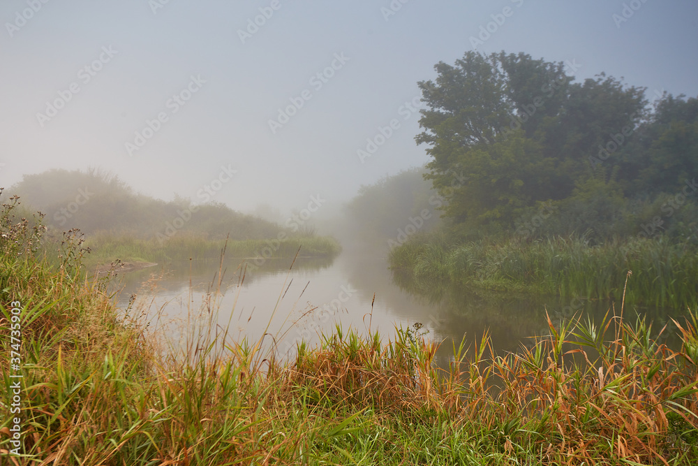 Autumn weather. Overcast rainy dawn. Cloudy sunrise.