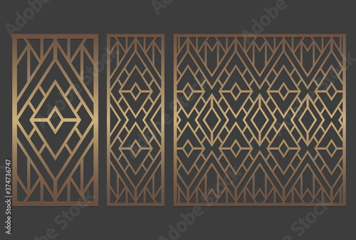 Laser cut geometric panel design. Repeating stencil template.