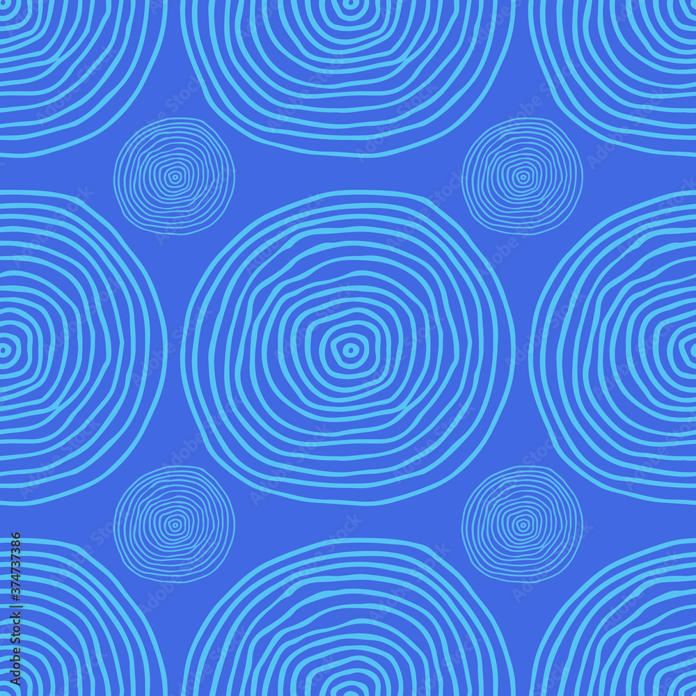 Seamless pattern on royal blue background with ornaments for fabric, paper, scrapbooking, wrapping