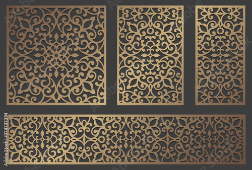 Laser cut panel design. Ornate vintage border template for laser cutting, stained glass, glass etching, sandblasting, wood carving, cardmaking, wedding invitations.