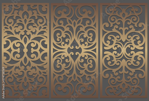 Laser cut panel design. Ornate vintage border template for laser cutting, stained glass, glass etching, sandblasting, wood carving, cardmaking, wedding invitations, stencils.