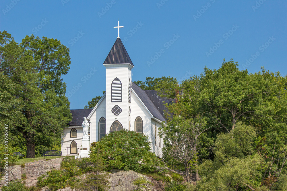 Rockport Ontario Canada St. Brendan’s Church perched on a rocky cliff