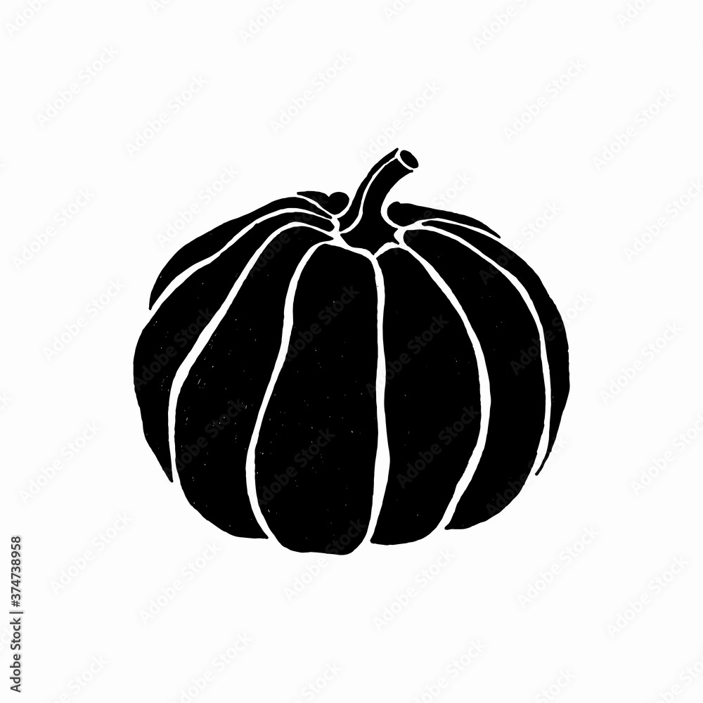 Pumpkin  black and white seamless pattern. Pumpkin background foe Harvest festival or Thanksgiving day. Vector repeating print
