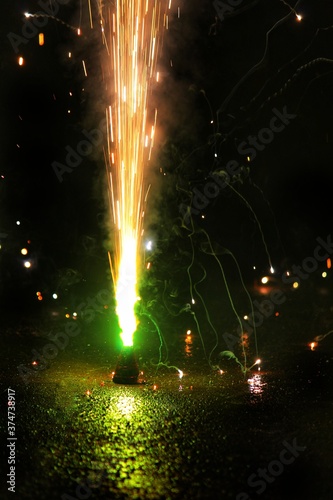 fire crackers during dipawali in india colorful light fire crakers during diwali photo