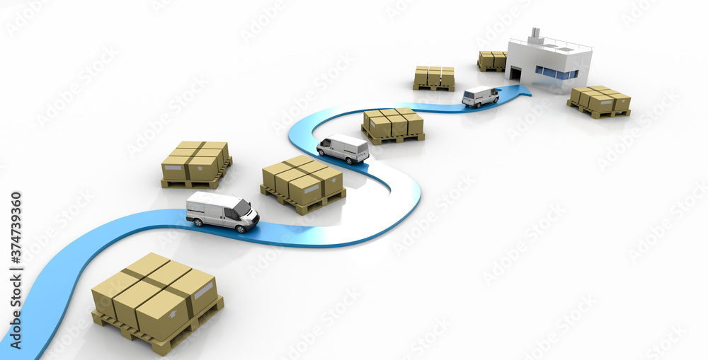 Fototapeta premium Logistics industry conceptual image, original 3d rendering and models