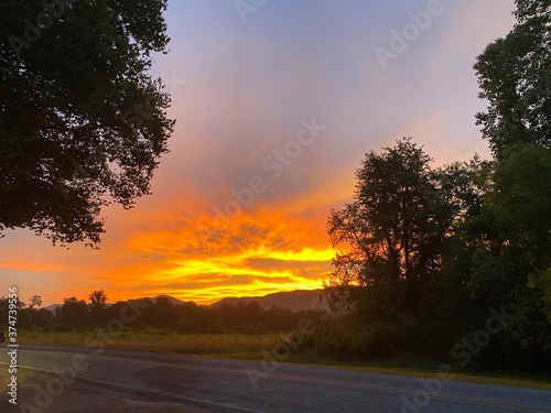 sunset on the road