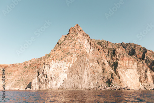 Cliff of Salina. Aeolian islands, Sicily.