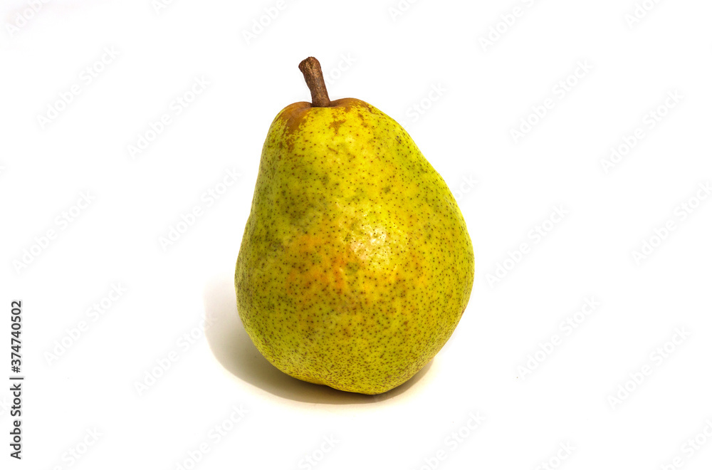 Ripe pear after harvest on white background