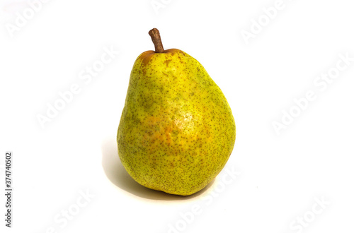 Ripe pear after harvest on white background