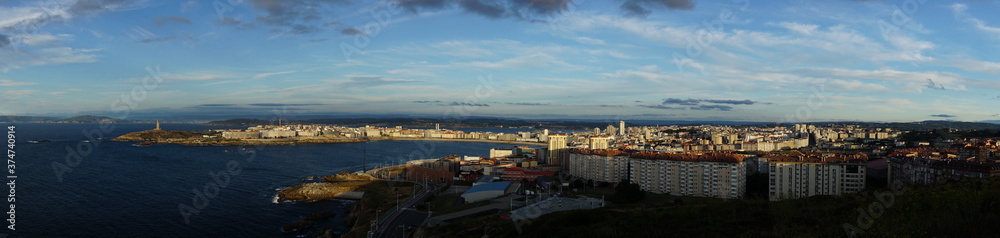 Panoramic view of A Coruña city, Galicia, Spain
