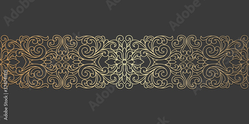Laser cut panel design. Ornate vintage border template for laser cutting, stained glass, glass etching, sandblasting, wood carving, cardmaking, wedding invitations, stencils. photo