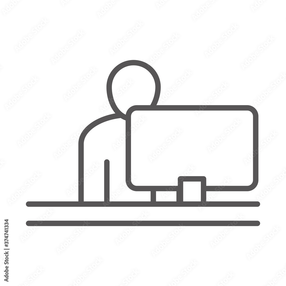 businessman using laptop, business work office, line icon design businessman using laptop, business work office, line icon design