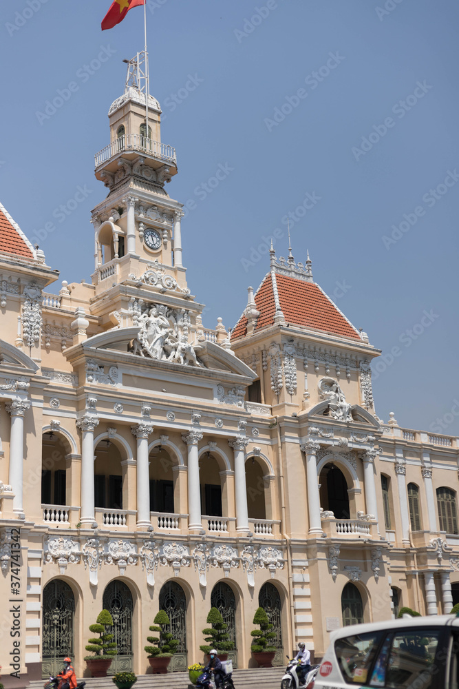 Ho Chi Minh City, Vietnam - March 2nd, 2020: Facade of  People's Committee of Ho Chi Minh City, Saigon