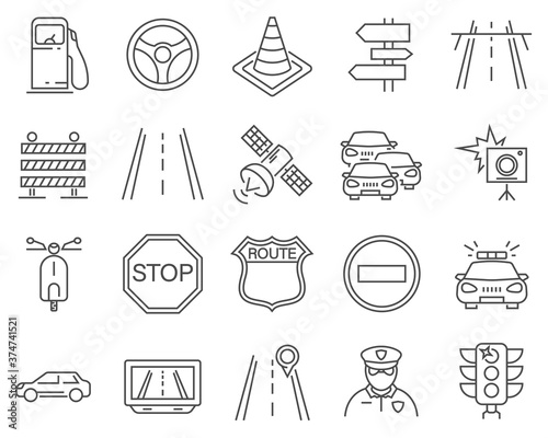 Set of Traffic line vector icons.