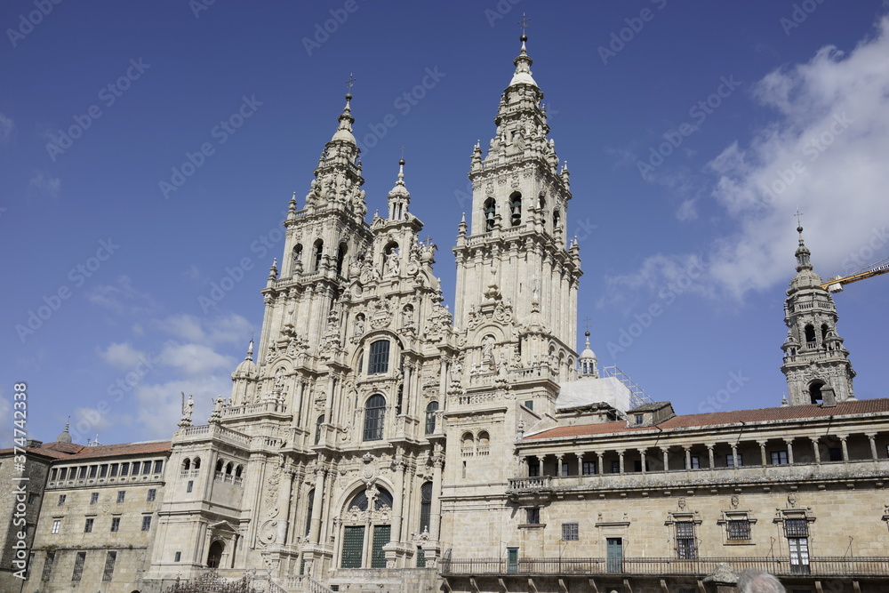 People in Santiago de Compostela, historical city of Galicia. La Coruna, Spain