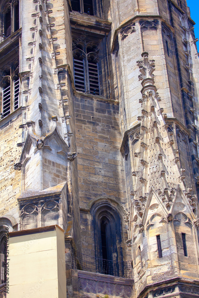 Architecture details of Gothic Spire . Bell Tower of Saint Michael Basilica of Bordeaux
