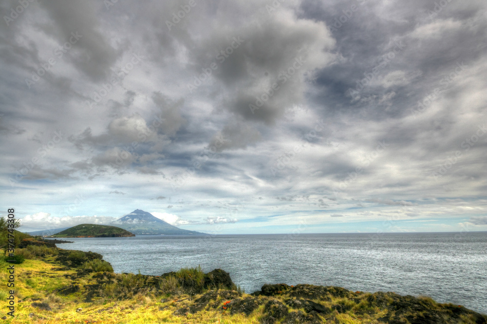 Landscape Views from Faial Island in Azores. Pico Island view