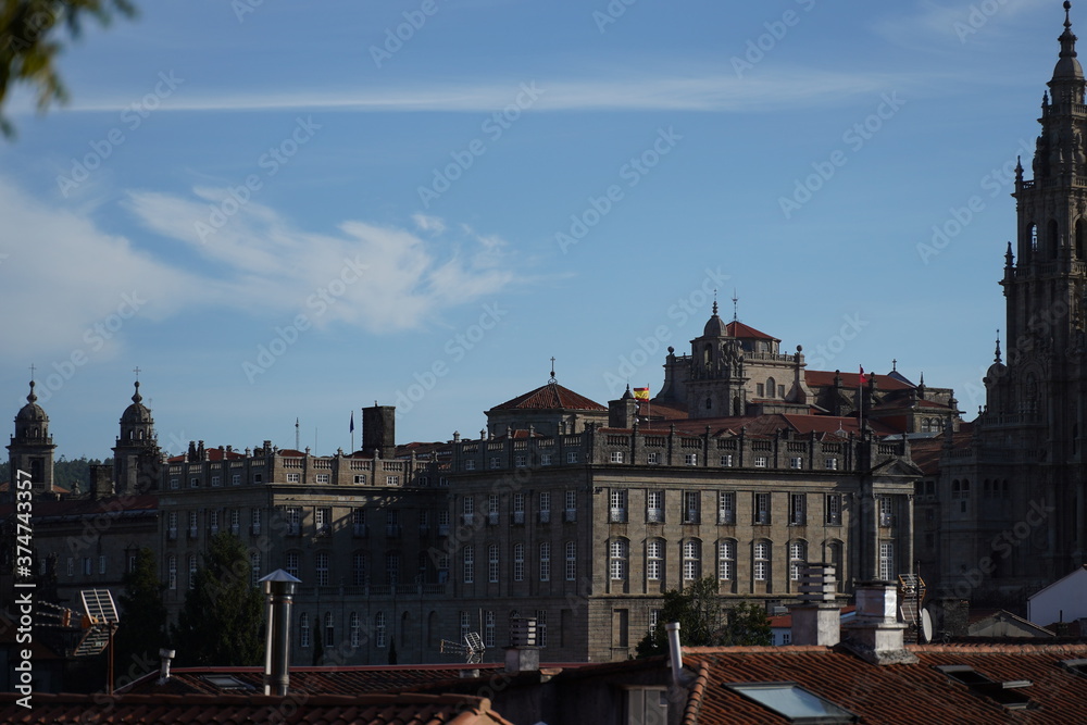 Naklejka premium Cathedral of Santiago de Compostela, historical city of Galicia. La Coruna, Spain
