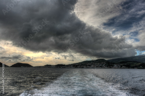 Landscape Views from Faial Island in Azores. Pico Island view