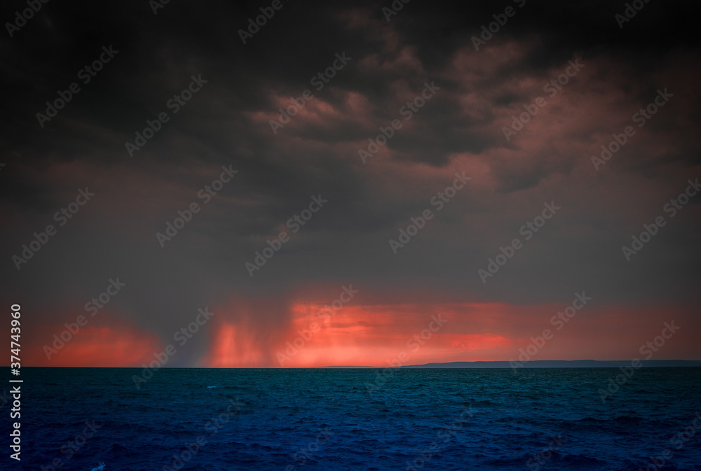 Sea storm above the near by Kavarna town, Bulgaria, shot in the second half of July 2020