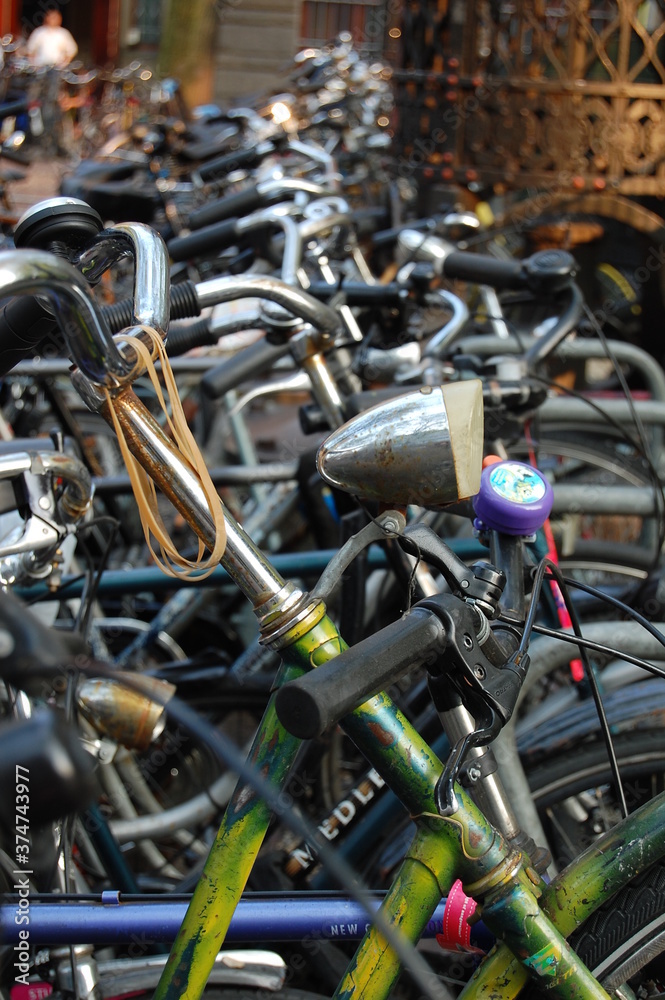 many bicycles in the amsterdam city