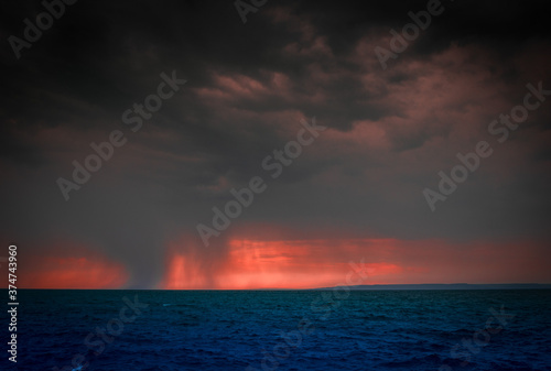 Sea storm above the near by Kavarna town, Bulgaria, shot in the second half of July 2020