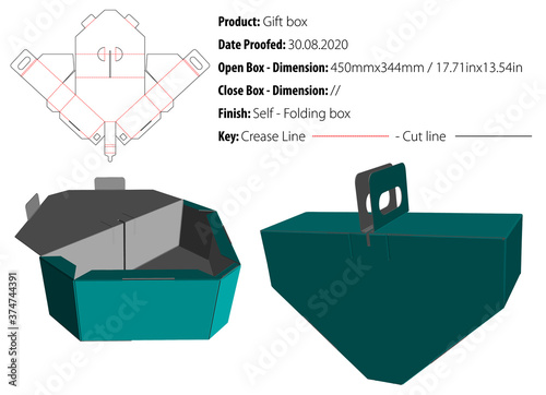 Gift box for many products die cut template selflock vector