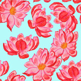 bouquet of pink magnolia or sakura, oleander flower, seamless, spring, summer flowers similar to lotus or astrus 