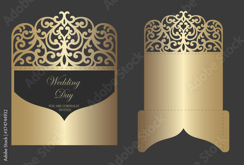 Laser cut pocket envelope for wedding invitations Fototapet