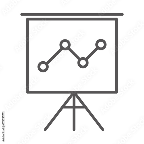 business office report chart board presentation in tripod, line icon design