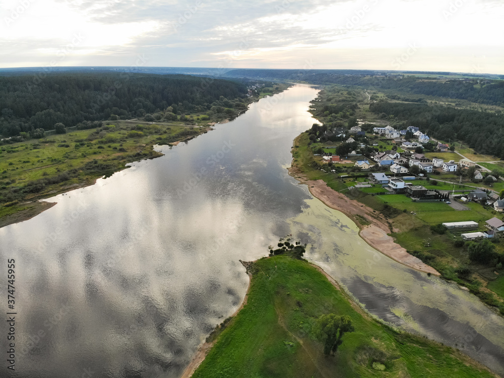 Nemunas and Nevezis rivers confluence close to Kaunas in Lithuania Nemunas and Nevezis rivers confluence close to Kaunas in Lithuania