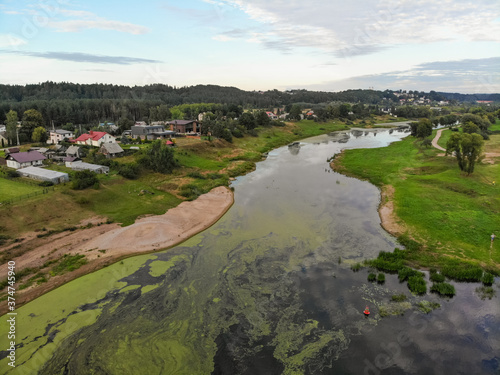 Nemunas and Nevezis rivers confluence close to Kaunas in Lithuania