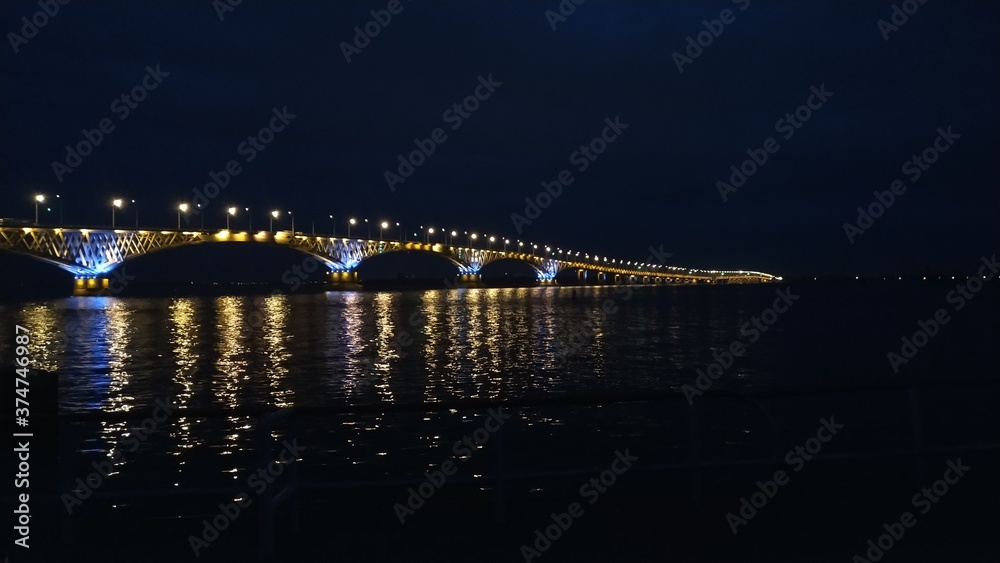 Volga bridge at night