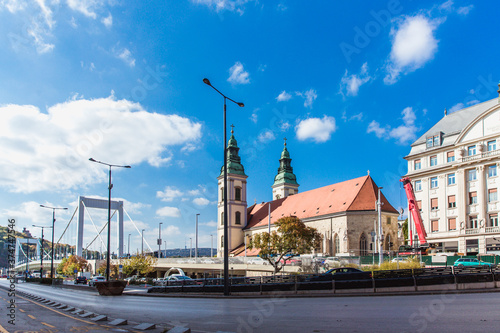 Budapest Inner City Mother Church of the Blessed Virgin and Erzsebet hid in sunny day in Budapest