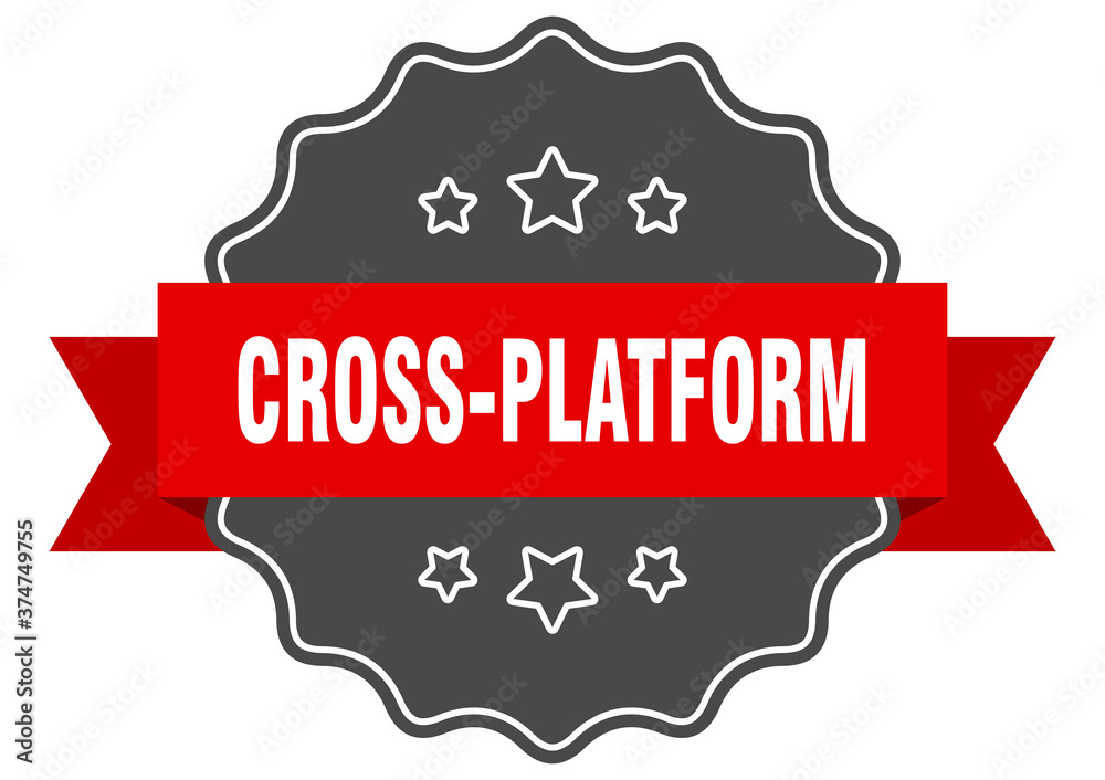 cross-platform label. cross-platform isolated seal. sticker. sign