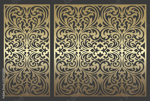 Laser cut panel design. Ornate vintage border template for laser cutting  stained glass  glass etching  sandblasting  wood carving  cardmaking  wedding invitations  stencils.