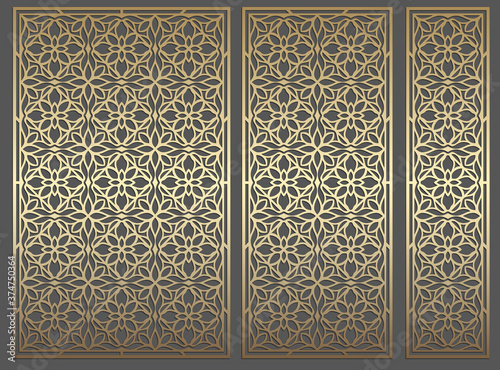 Repeating laser cut panel design. Ornate vintage border template for laser cutting, stained glass, glass etching, sandblasting, wood carving, cardmaking, wedding invitations, stencils.