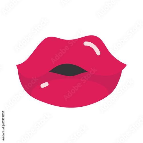 pop art mouth and lips, women lips kiss cartoon, flat icon design