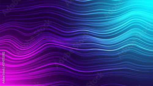 Abstract wave background. Dark pink blue gradient. Dynamic flow concept. AI or big data technology. Modern energy wallpaper. Vector design for poster and banner. Fluid futuristic brochure template © Horsepowermini